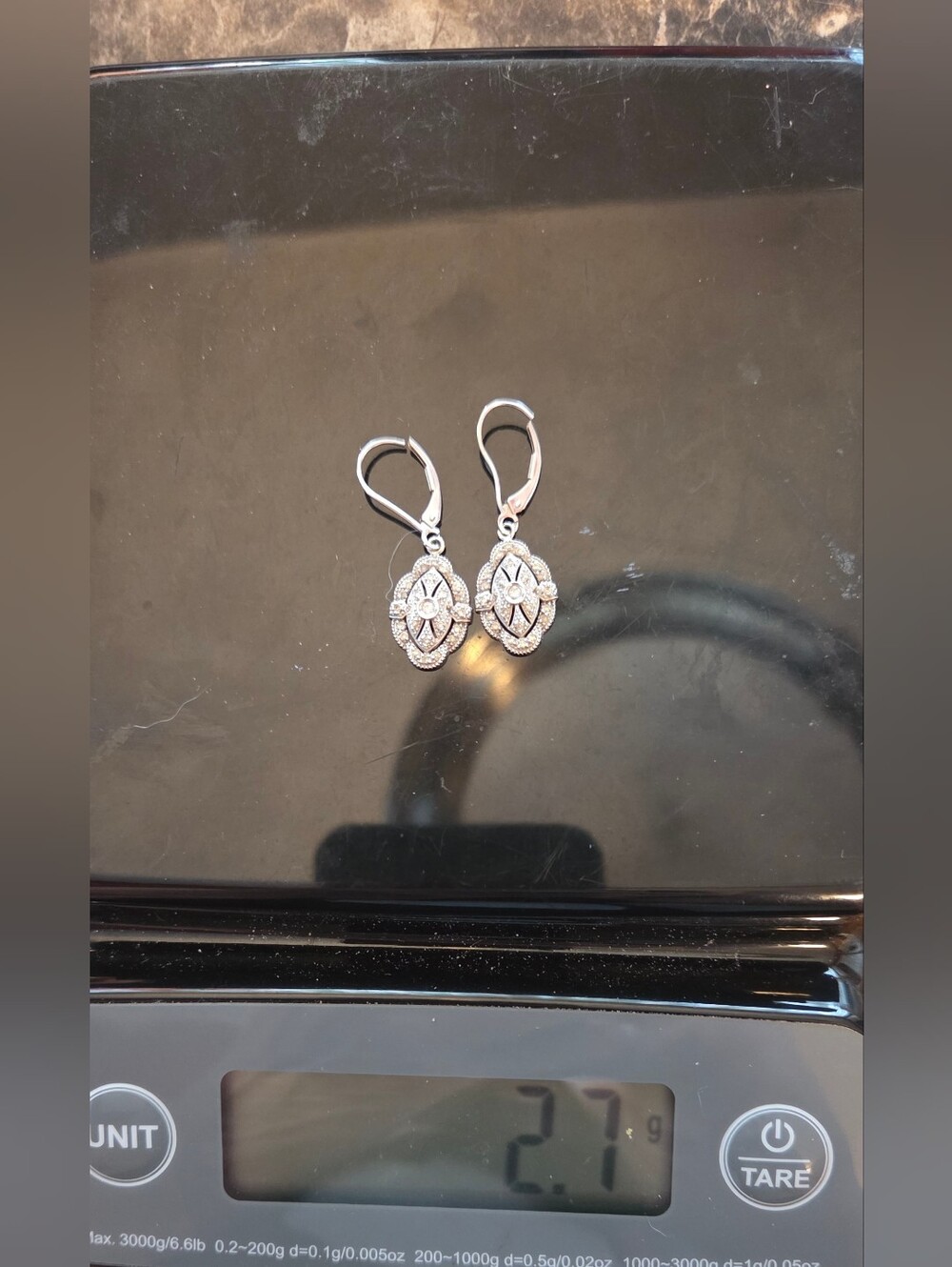 Affinity Diamond QVC 14k Solid White Gold Dangle Earrings - Picture 3 of 7